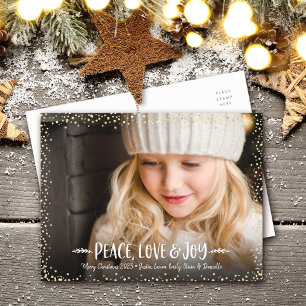 Foto Vrede Liefde Joy Chic Moderne Typografie Cust Feestdagenkaart