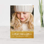 Foto Vrede Liefde Joy Quote Script Gold Star Moder Feestdagen Kaart (Voorkant)