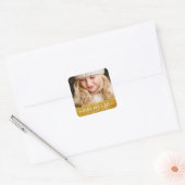 Foto Vrede Liefde Vreugde Gouden Glitter Ster Mode Vierkante Sticker (Envelop)