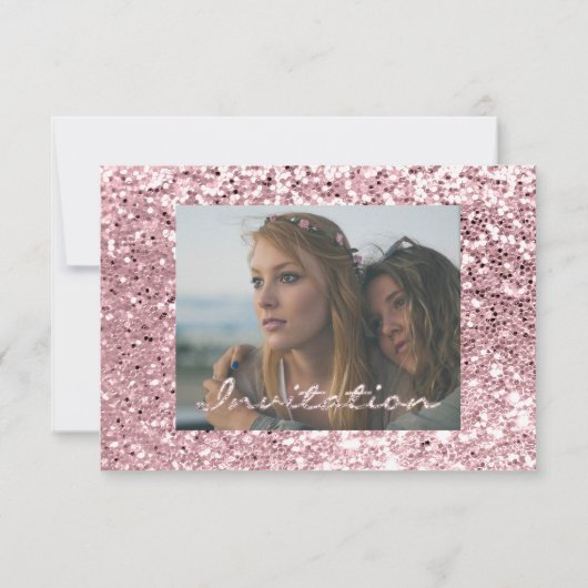 Foto Vrijgezellenfeest Roos Glitter Roze Afstudere Kaart (Achterkant)