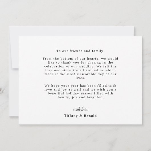 Foto Vrolijk getrouwd script bruiloft Kerstmis Bedankkaart (Achterkant)