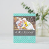 Foto Vrolijk Kerstfeest Briefkaart Blauwgroen Quat (Staand voorkant)