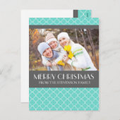 Foto Vrolijk Kerstfeest Briefkaart Blauwgroen Quat (Voorkant / Achterkant)