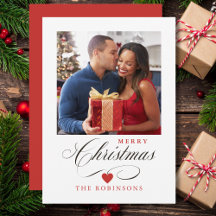 Foto Vrolijk Kerstfeest Elegant Script Rood