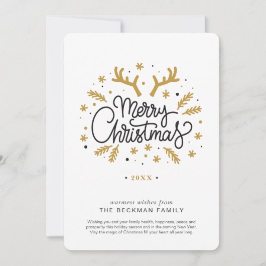 Foto Vrolijk Kerstfeest Rendieren Kerstmis Feestdagenkaart (Voorkant)