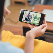 Foto Vrolijk Kerstfeest Waterverf Kerstbomen Feestdagenkaart