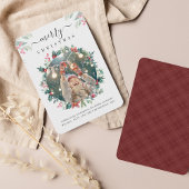 Foto Vrolijk Kerstmis Rode bessen Botanisch Notitiekaartje