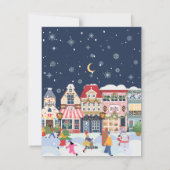 Foto Vrolijk Kerstmis Sneeuw Whimsy Blauw Feestdagenkaart (Achterkant)