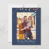 Foto Vrolijk Kerstmis Sneeuw Whimsy Blauw Feestdagenkaart (Voorkant)