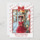 Foto Vrolijk Kerstrood Botanische Bessen Feestdagenkaart (Voorkant)