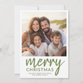 Foto Vrolijk kerstscript - Minimal Green Feestdagenkaart (Voorkant)