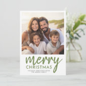 Foto Vrolijk kerstscript - Minimal Green Feestdagenkaart (Staand voorkant)