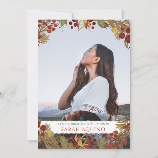 Foto: Vrouw Graduation Party Kaart (Voorkant)