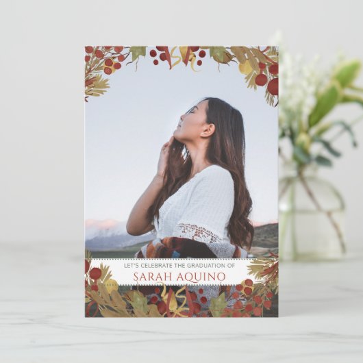 Foto: Vrouw Graduation Party Kaart (Staand voorkant)