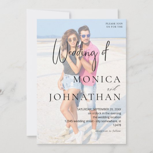 Foto VS Black & W Modern Wedding Kaart (Voorkant)