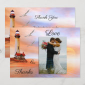 Foto vuurtoren strand bruiloft dank u kaart (Voorkant / Achterkant)