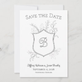 Foto Wapenschild Monogram Klassiek Zwart en Wit Save The Date