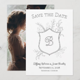 Foto Wapenschild Monogram Klassiek Zwart en Wit Save The Date
