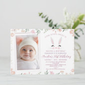 Foto Warm Wildflowers Some bunny 1st Birthday Kaart (Staand voorkant)