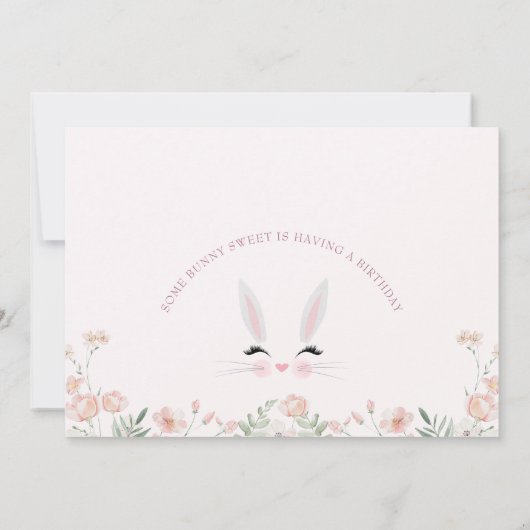 Foto Warm Wildflowers Some bunny 1st Birthday Kaart (Achterkant)