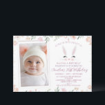 Foto Warm Wildflowers Some bunny 1st Birthday Kaart<br><div class="desc">Foto Warm Wildflowers Some bunny 1st Birthday Invitation Sweet some bunny thema eerste verjaardagsuitnodiging met een konijnengezicht,  faux gouden stippen en mooie warmgekleurde wildflower arrangementen. De foto verschijnt in een dubbel wit lijst.</div>