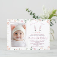 Foto Warm Wildflowers Some bunny 1st Birthday Kaart