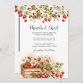 Foto Waterverf Aardbeien QR Code Wedding Kaart (Voorkant / Achterkant)