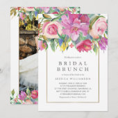 Foto Waterverf Bloemen Bruids Brunch Kaart (Voorkant / Achterkant)