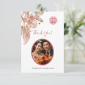 Foto | Waterverf Boho Chinese bruiloft Bedankkaart (Staand voorkant)