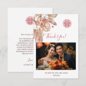 Foto | Waterverf Boho Chinese bruiloft Bedankkaart (Voorkant / Achterkant)