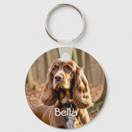 Foto & Waterverf Cocker Spaniel Personaliseren Sleutelhanger