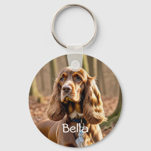Foto & Waterverf Cocker Spaniel Personaliseren Sleutelhanger