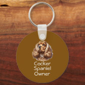 Foto & Waterverf Cocker Spaniel Personaliseren Sleutelhanger (Achterkant)