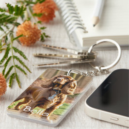 Foto & Waterverf Cocker Spaniel Personaliseren Sleutelhanger
