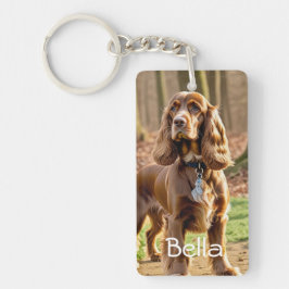 Foto & Waterverf Cocker Spaniel Personaliseren Sleutelhanger