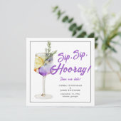 Foto Waterverf Cocktail Sip Hooray Bruiloft Save The Date (Staand voorkant)