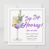 Foto Waterverf Cocktail Sip Hooray Bruiloft Save The Date (Voorkant)