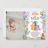 Foto waterverf dinosaurussen greenery wild één 1st kaart (Voorkant)