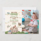 Foto Waterverf Dragon Baby 1e Verjaardag Kaart (Voorkant)