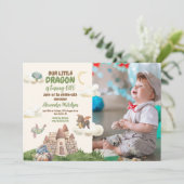 Foto Waterverf Dragon Baby 1e Verjaardag Kaart (Staand voorkant)