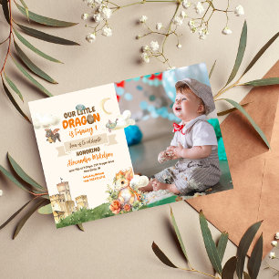 Foto Waterverf Dragon Baby 1e Verjaardag Kaart