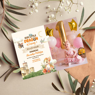 Foto Waterverf Dragon Baby 1e Verjaardag Kaart