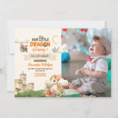 Foto Waterverf Dragon Baby 1e Verjaardag Kaart (Voorkant)