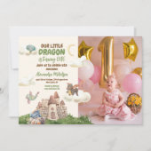 Foto Waterverf Dragon Baby 1e Verjaardag Kaart (Voorkant)