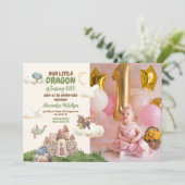 Foto Waterverf Dragon Baby 1e Verjaardag Kaart (Staand voorkant)