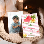 Foto Waterverf Een in een meloen Eerste Verjaardag Kaart