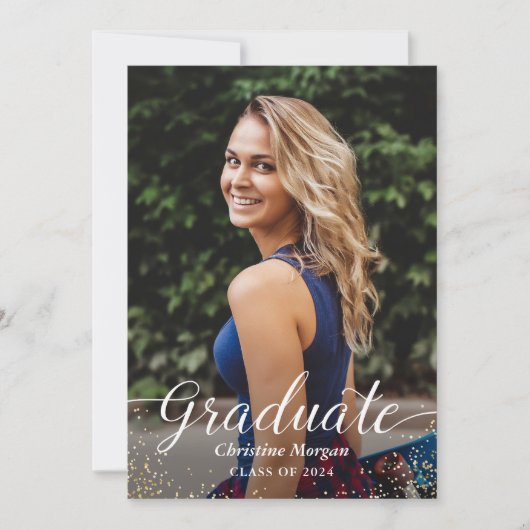 Foto waterverf Floral Botanical Graduation Party Kaart (Voorkant)