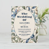 Foto Waterverf Floral William Morris Wedding Kaart (Staand voorkant)