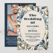 Foto Waterverf Floral William Morris Wedding Kaart (Voorkant / Achterkant)