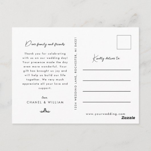 Foto waterverf foliage bruiloft bedankt briefkaart (Achterkant)